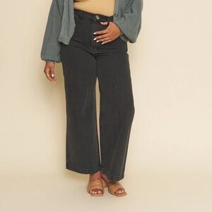 Whimsy + Row Flora Pant - Vintage Black Denim Wide Leg 39” Length